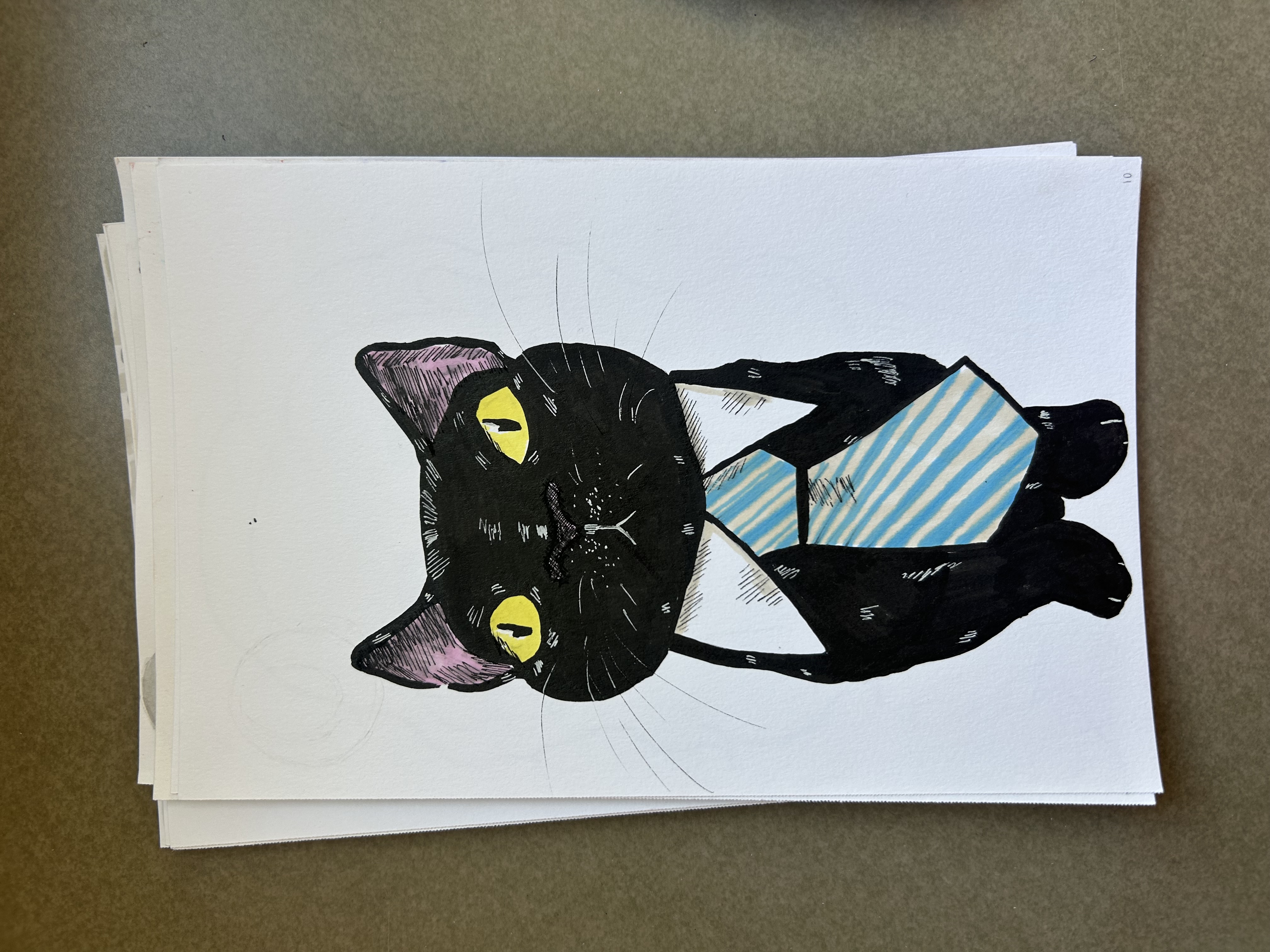 Ink illustration of a cat