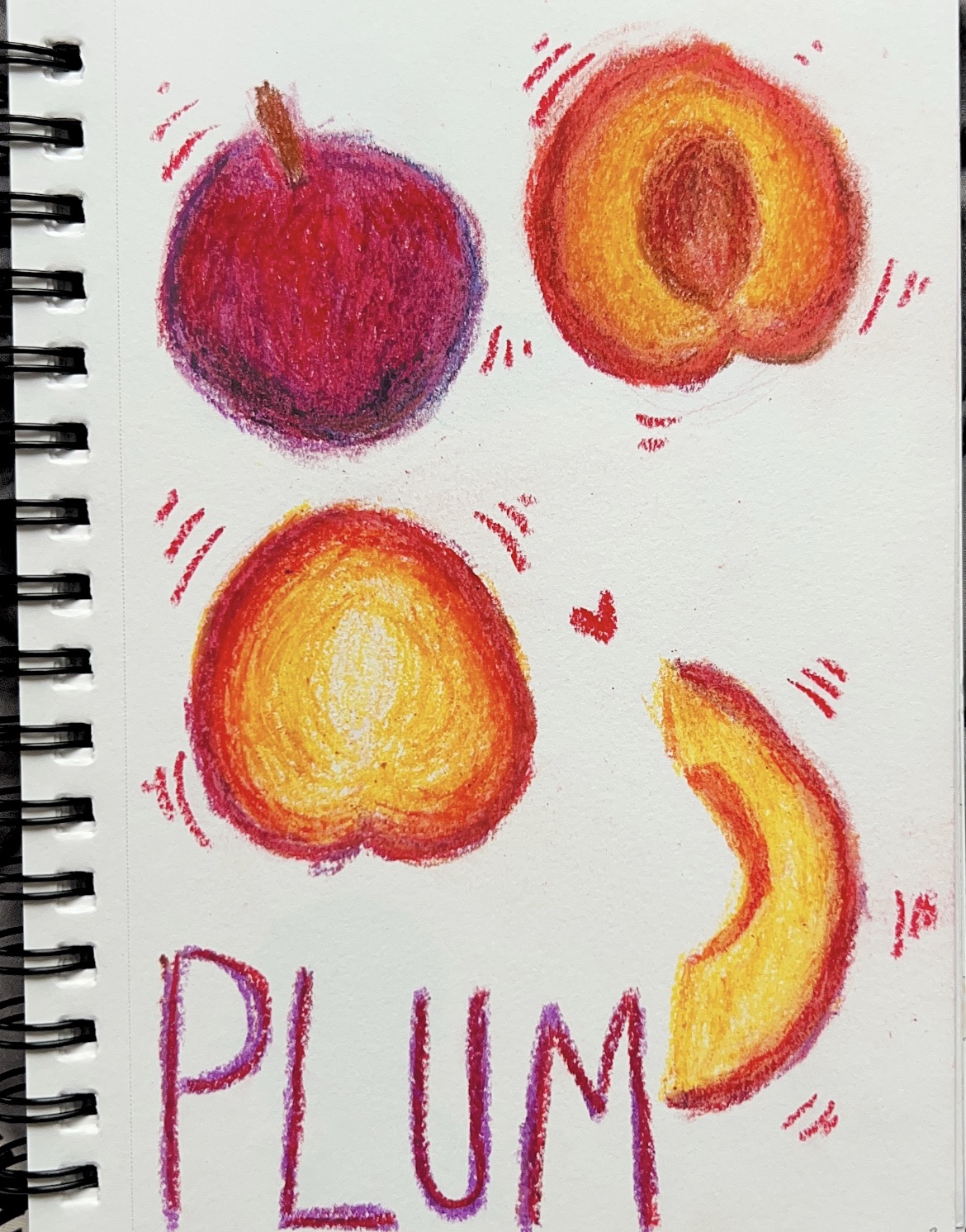 Pastel illustrations of plums